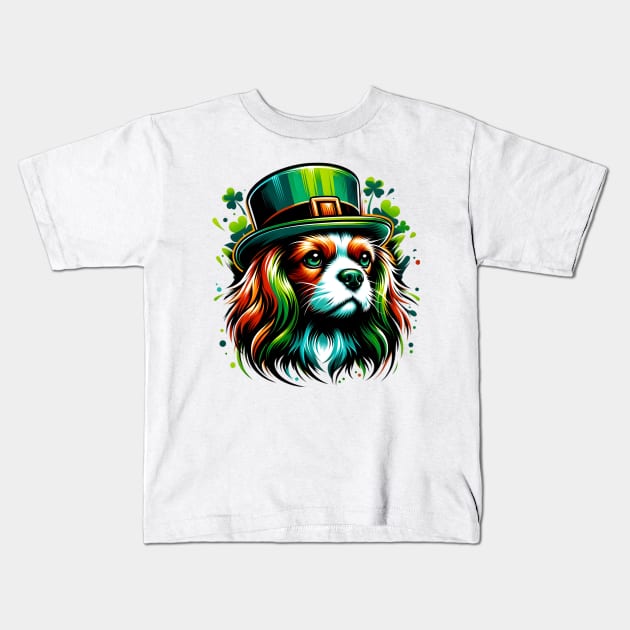 Cavalier King Charles Spaniel Celebrates Saint Patrick's Day Kids T-Shirt by ArtRUs